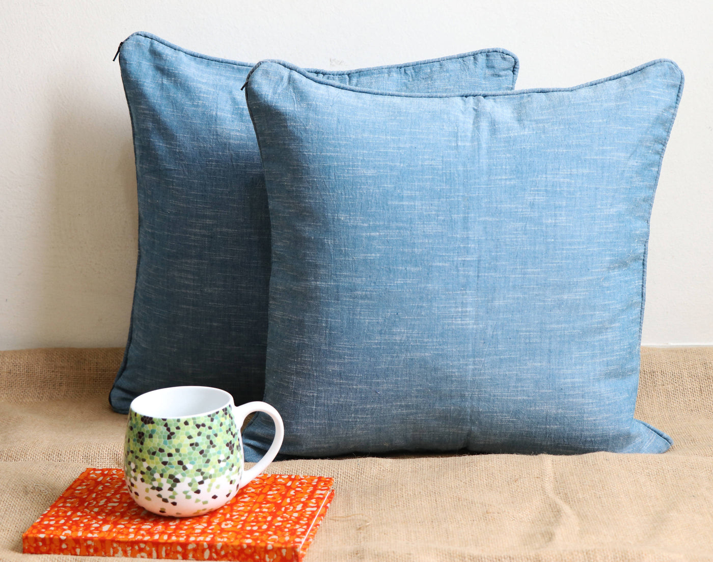 Blue Dual Sided Cushion Covers (Set Of 2)