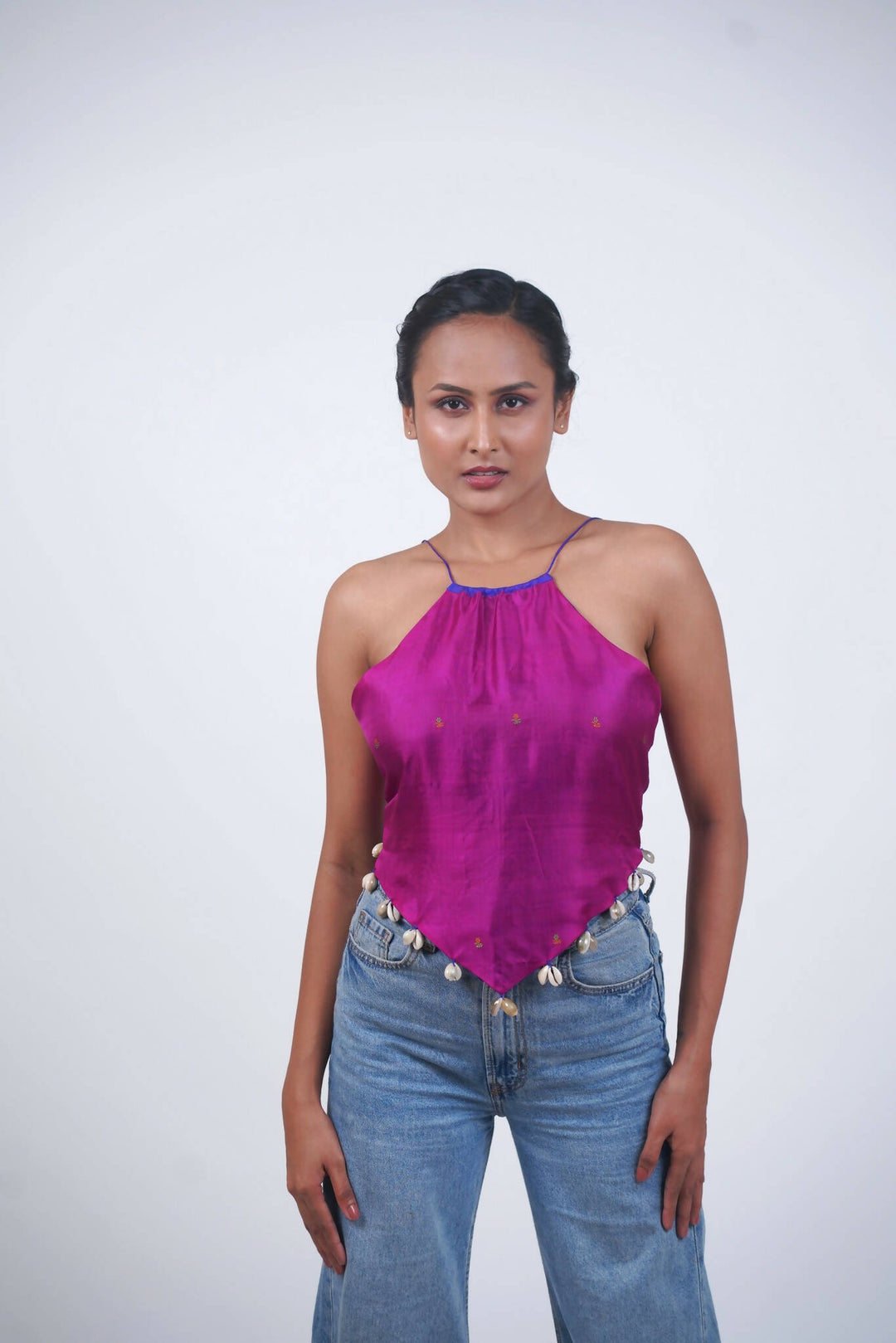 Blue-Pink Reversible Top