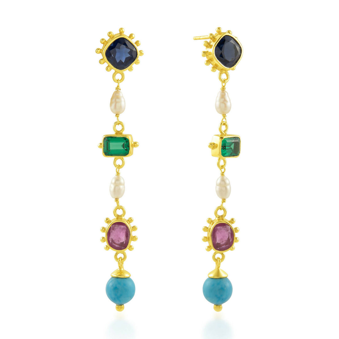 Multi Colour Gems Stones Danglers