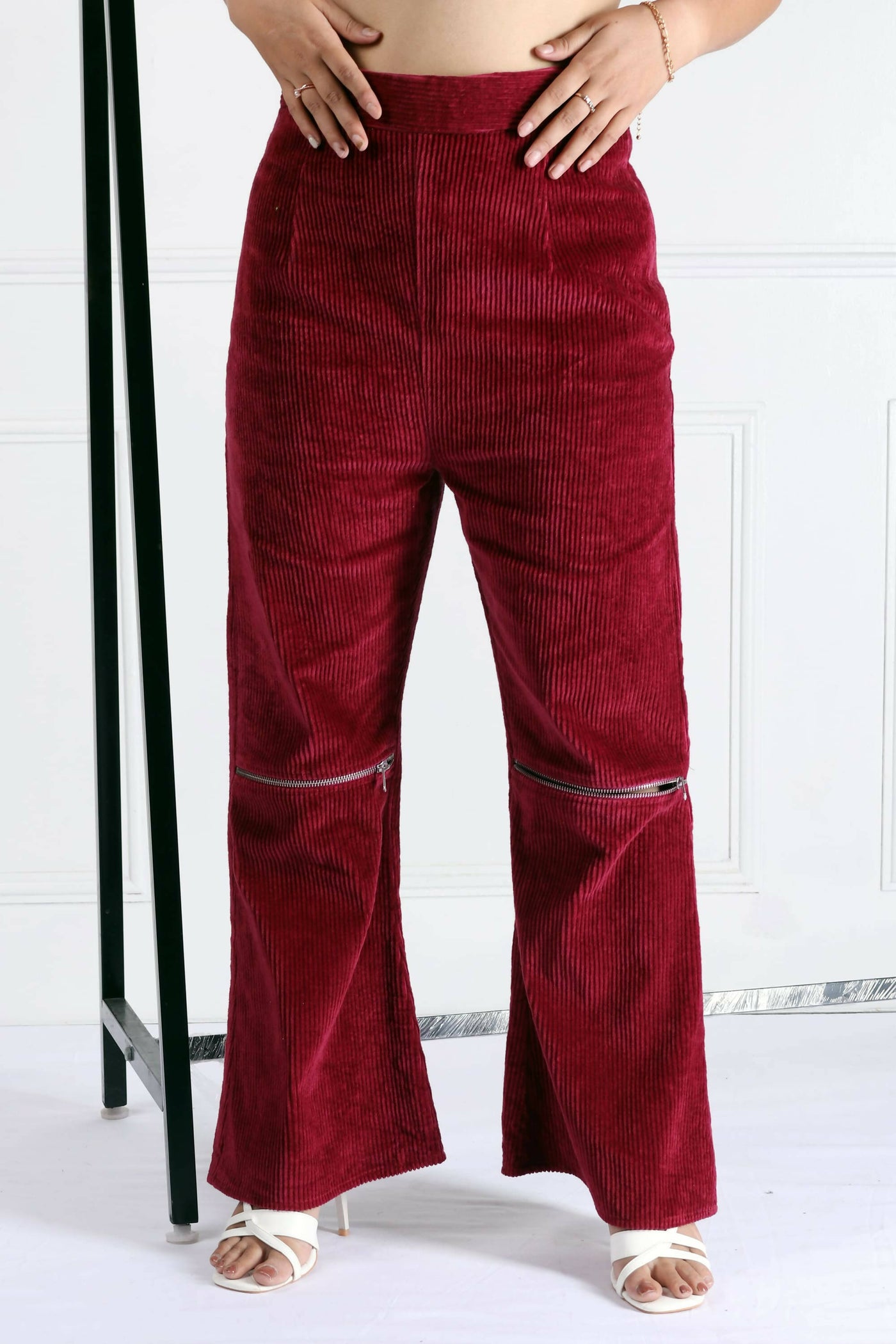 Lea Hibiscus Red Corduroy Pants