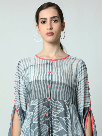 Asymmetric top with butterfly sleeves