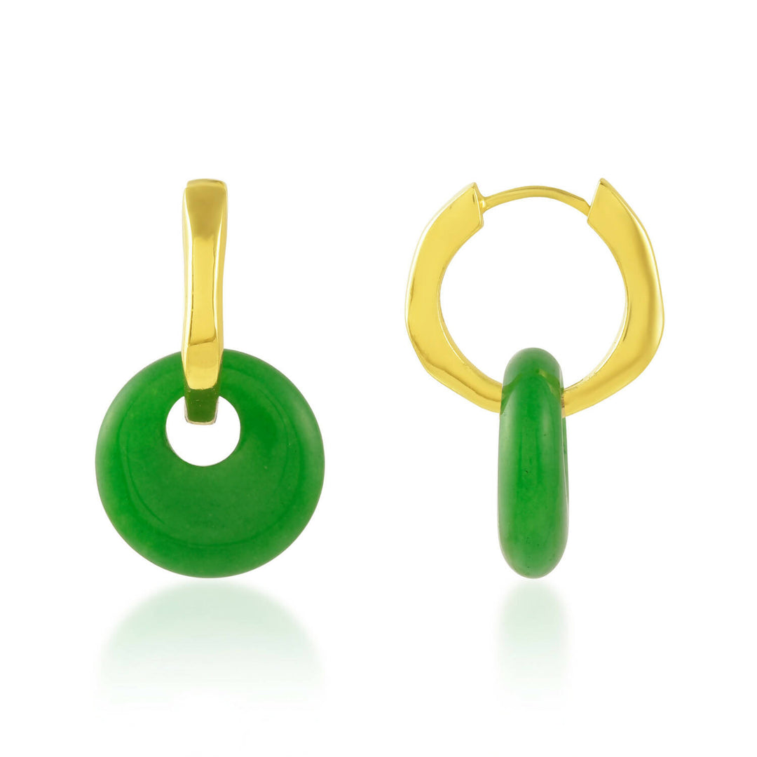 Green Jade Disc Charm Molten Huggies