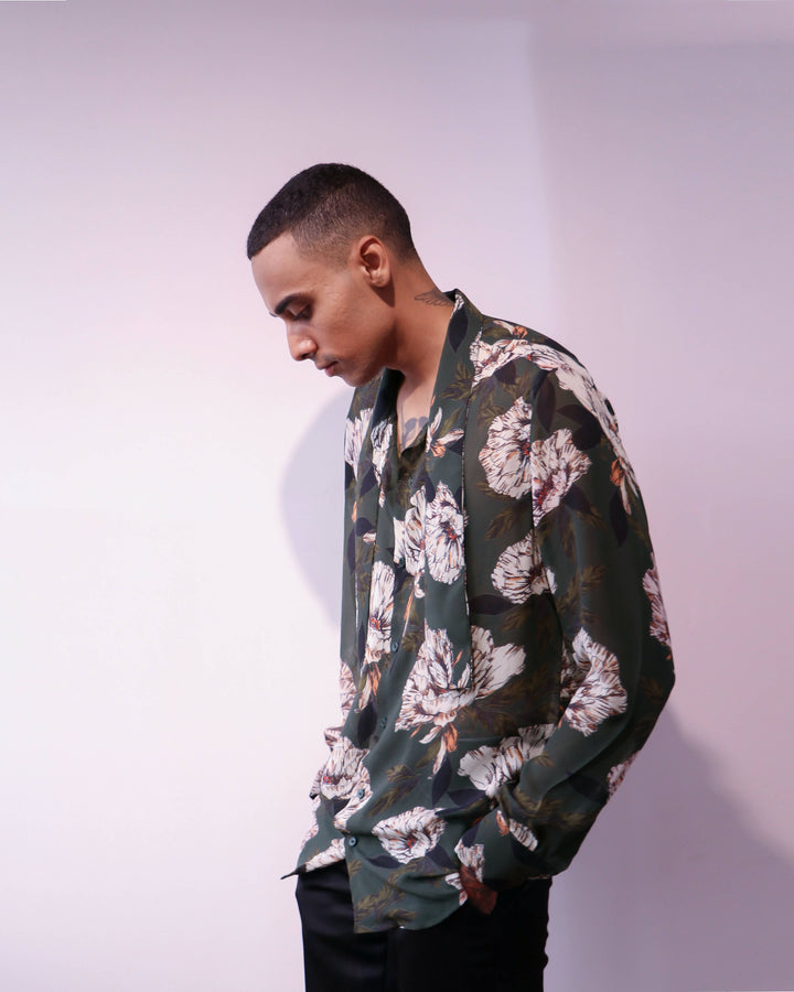 Bottle Green Floral Shirt