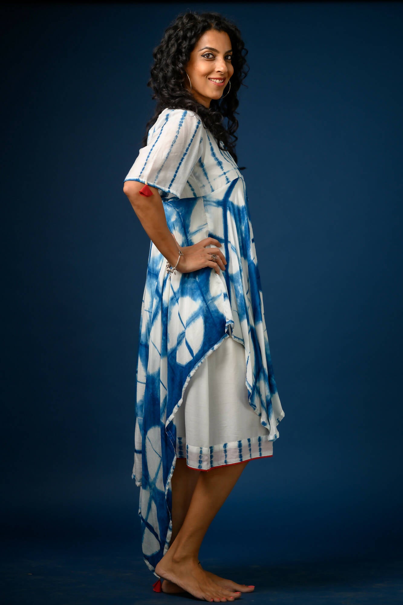 Asymmetric Shibori Dress