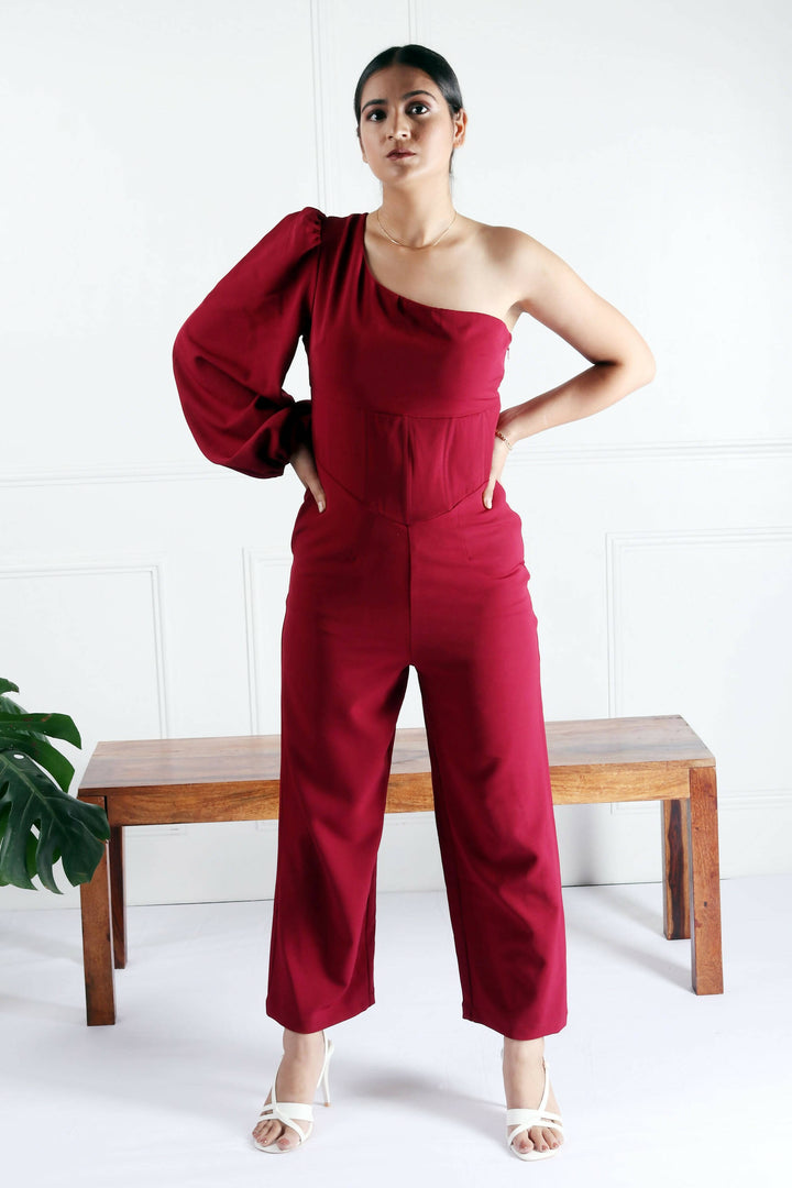 Cersie Wine Red Jumpsuit