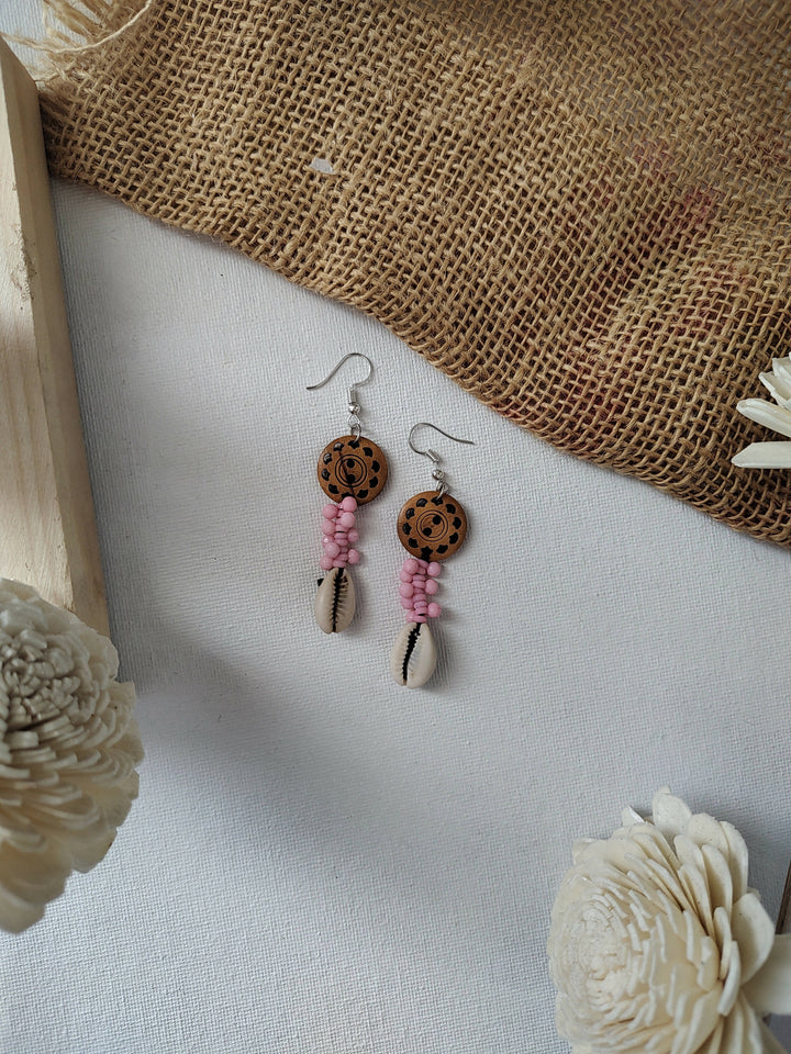 Shell Drop Dangles Pink