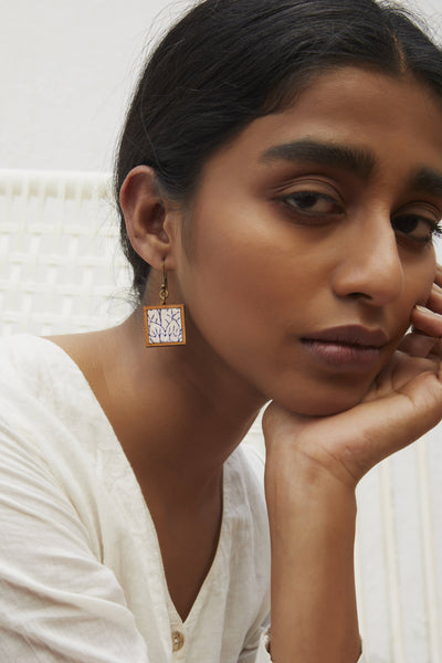 Handblock Printed Wood Earrings