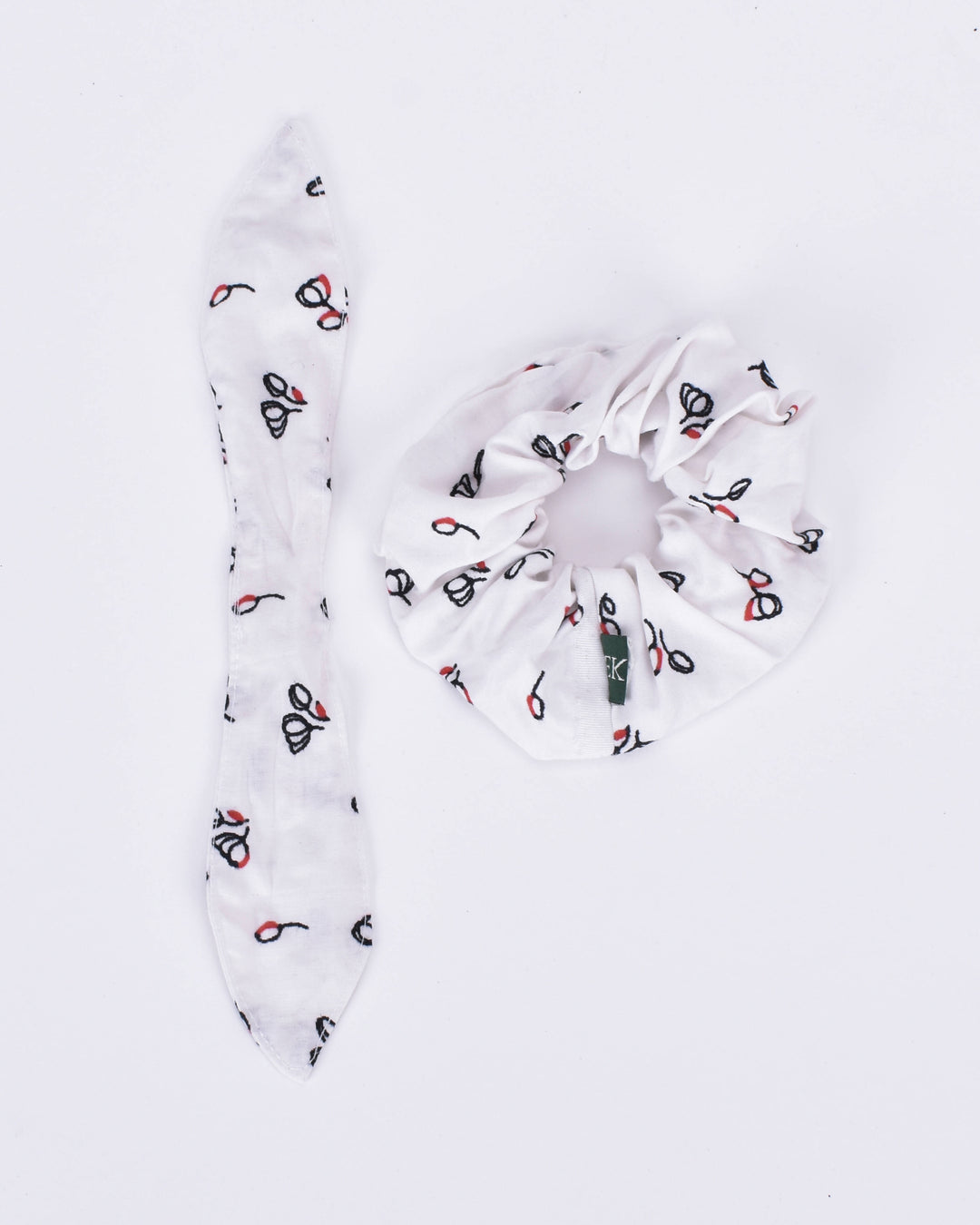 Rose Printed Bamboo Scrunchies (Set of 2)