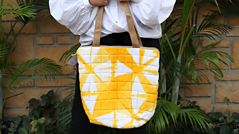 Yellow Tie-dye Quilted Tote
