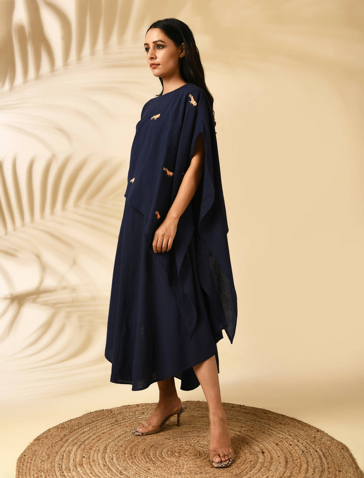 Indigo Cape Dress