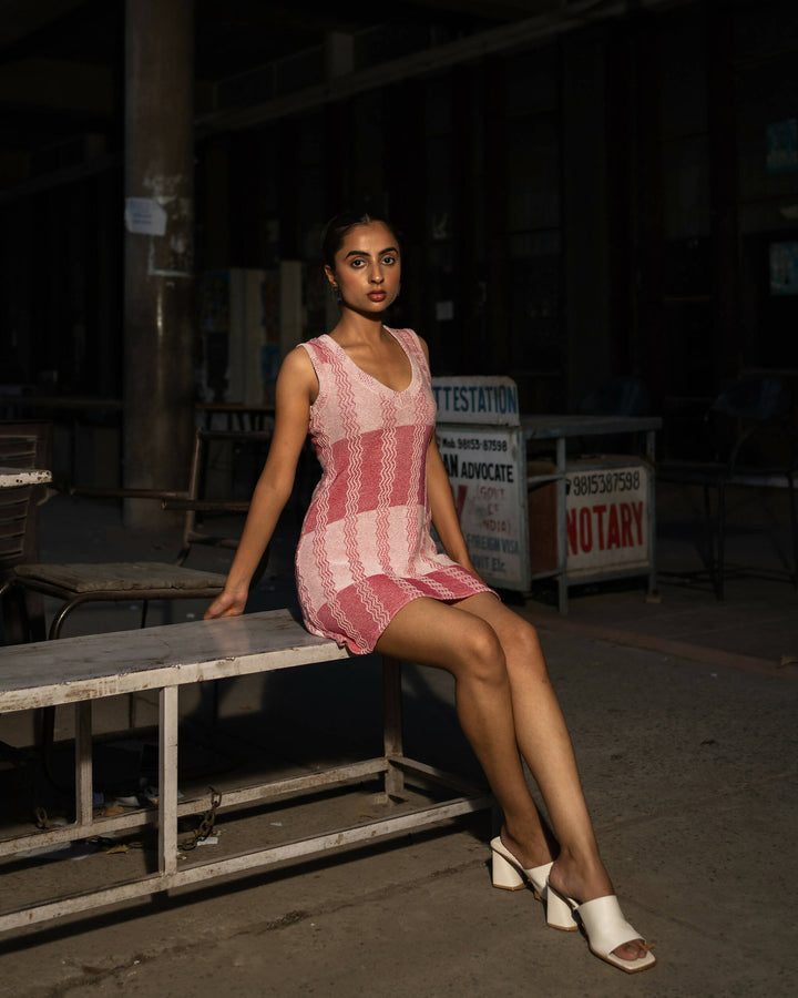 Pink-White Mini Dress