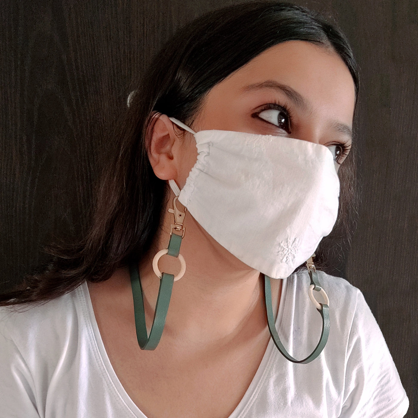 Sage Green Leather Mask Chain