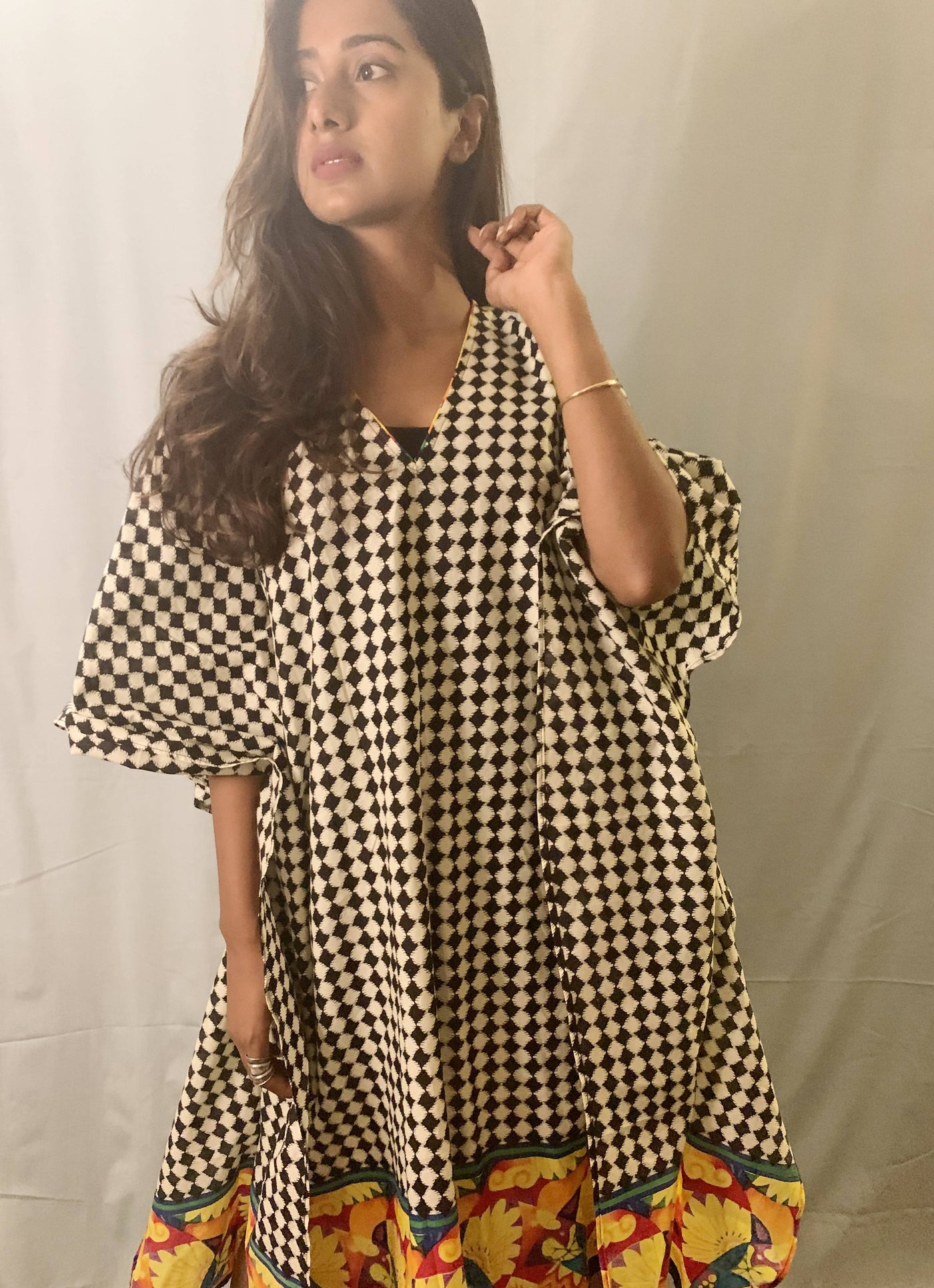 Black and White Checks Kaftan