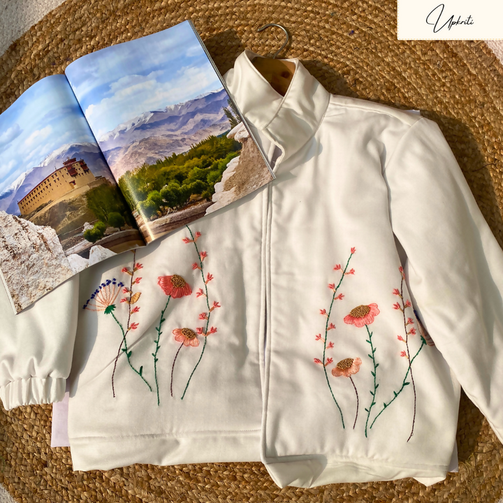 Unisex Floral Hand Embroidered Woolen Jacket