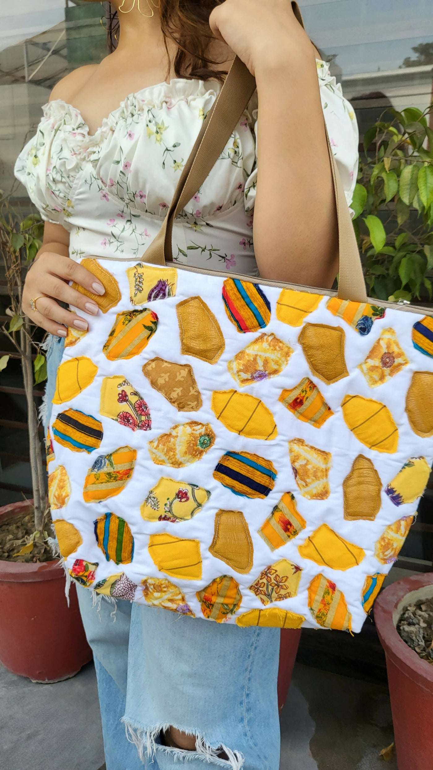 Yellow Mosaic Tote Bag