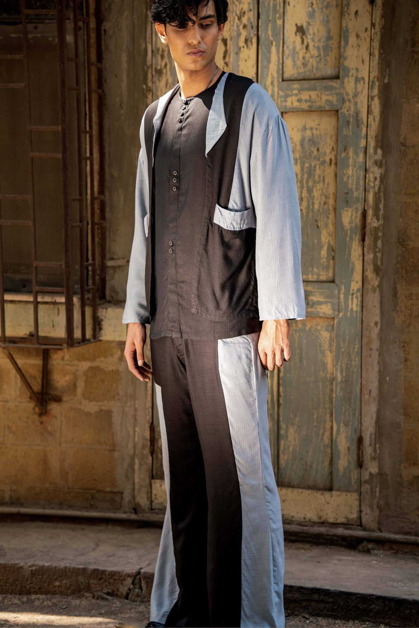 Block Lapel Kimono