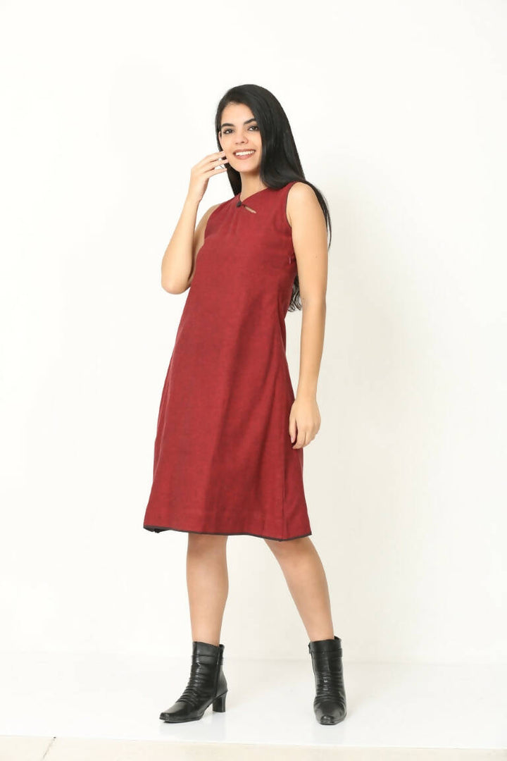 Maroon handloom dress