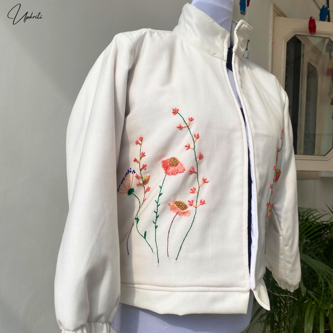Unisex Floral Hand Embroidered Woolen Jacket