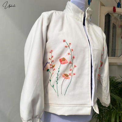 Unisex Floral Hand Embroidered Woolen Jacket