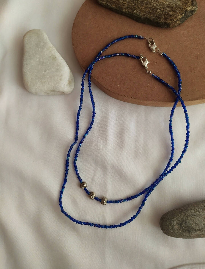 Buddha and Blue necklace - Set of 2