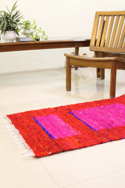Strawberry dhurrie rug