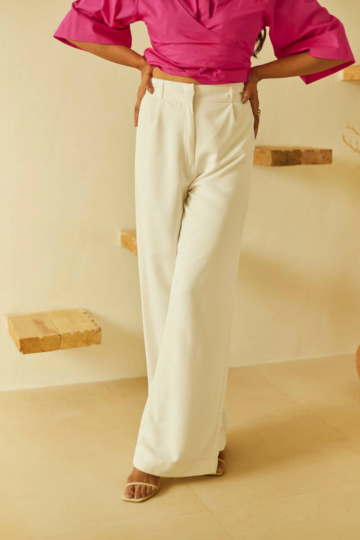 White Wide Leg Trousers