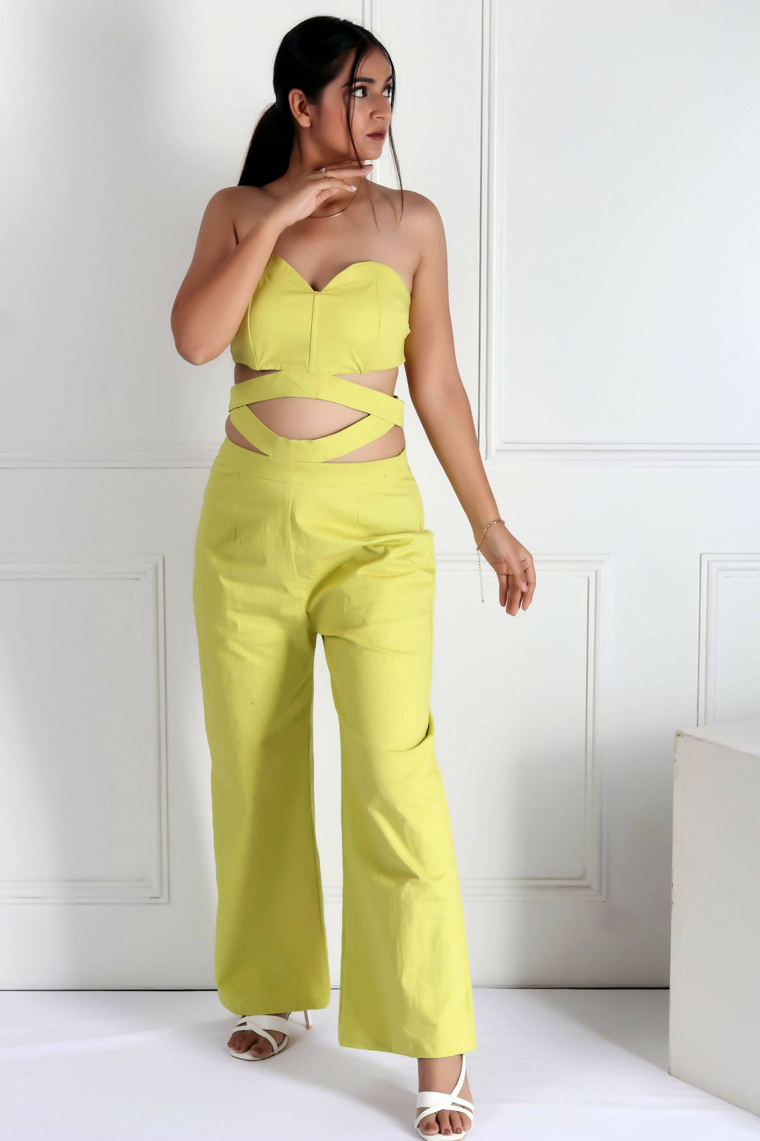 Sasha Rose Yellow Cutout Pants