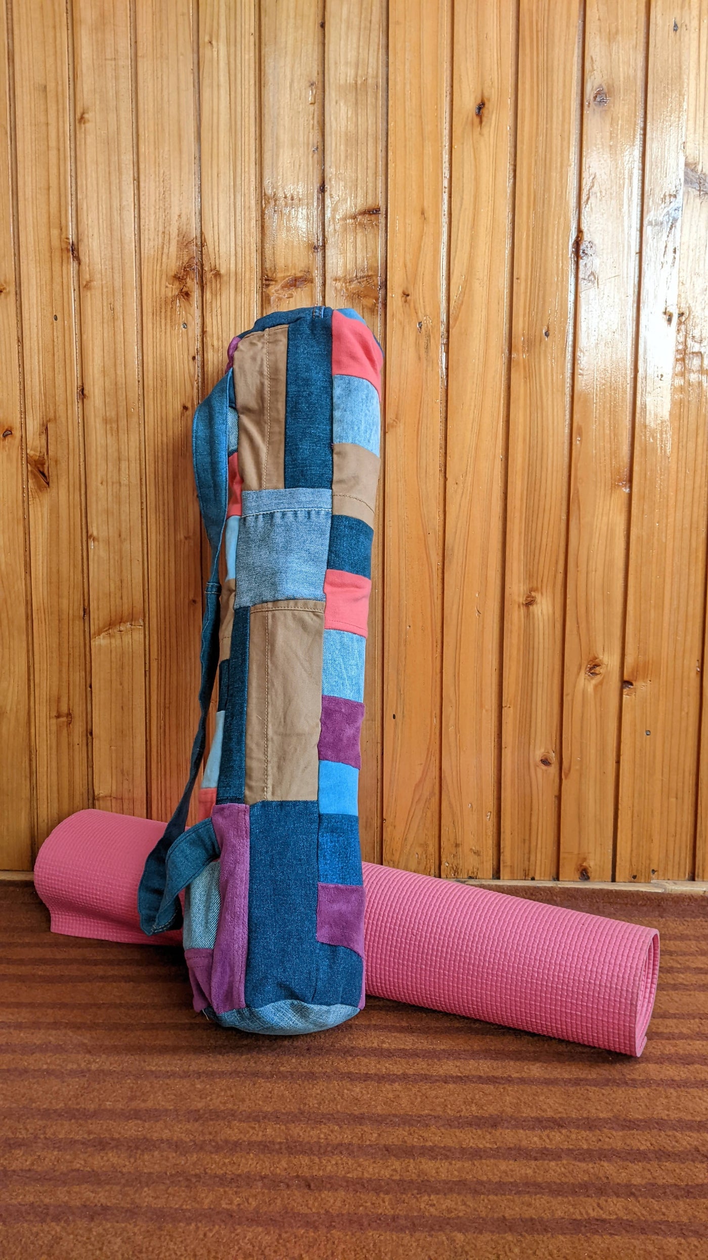 Blue Patchwork Yoga Mat Bag