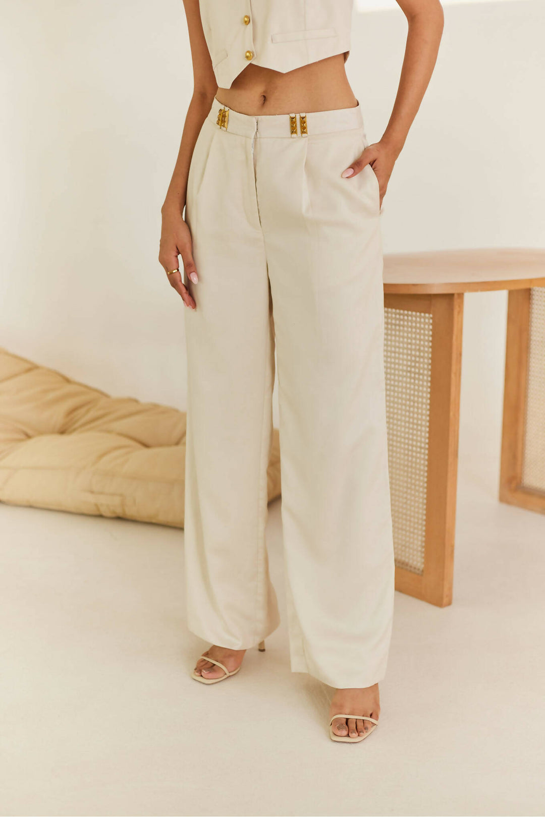 Cream Wide Leg Trouser