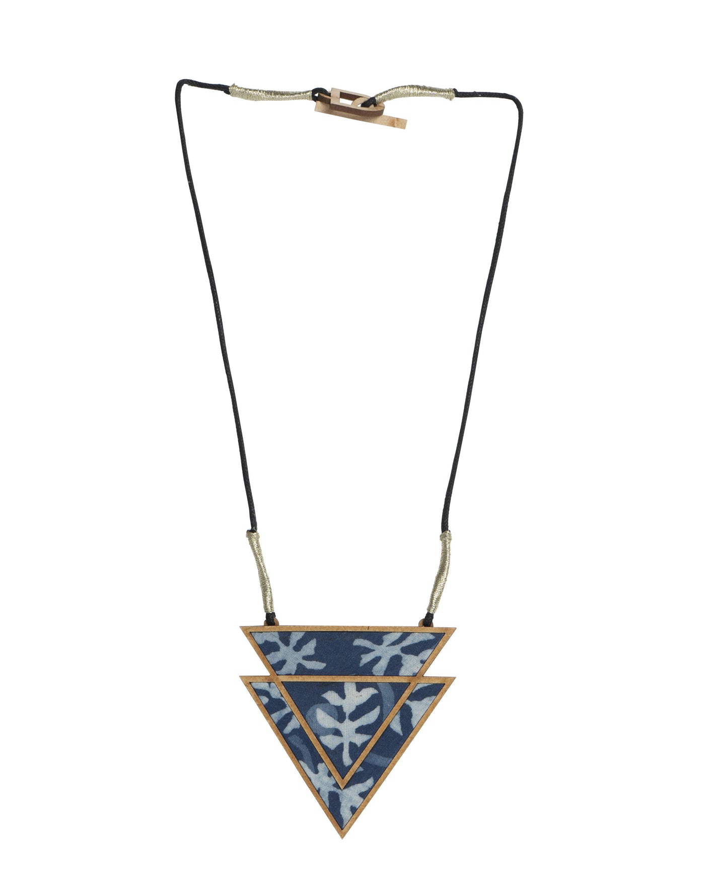 Indigo Wooden Triangular Necklace