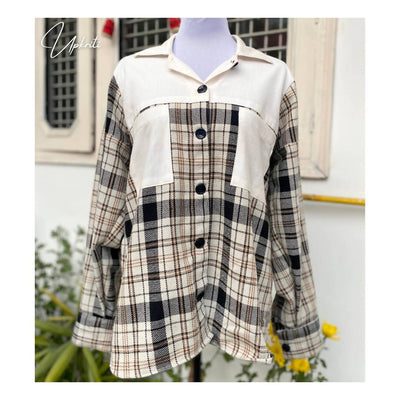 Unisex White And Black Flannel Shirt