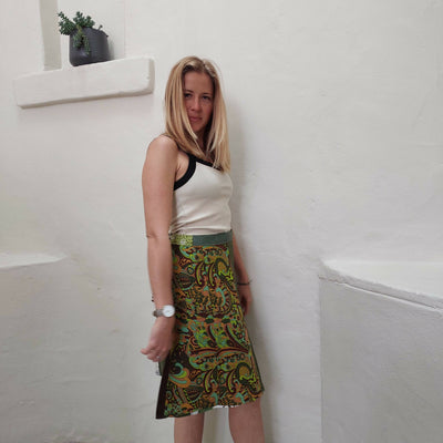 Mixed Print Wrap Around Skirt