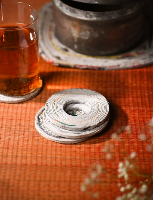 Handcrafted Paper Upcycled Ring Coasters