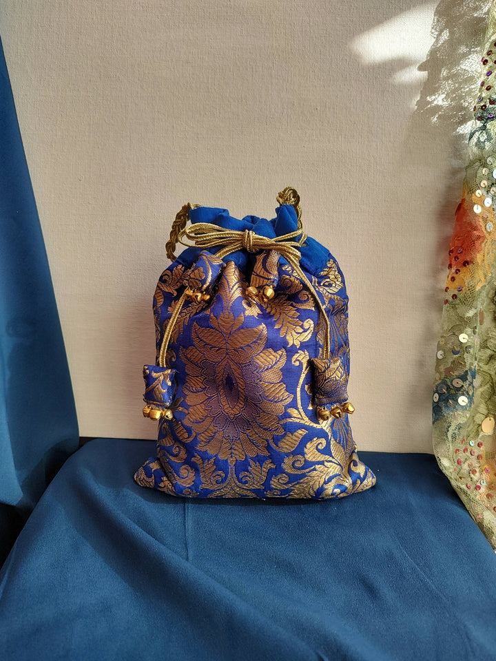 Blue Brocade Potli