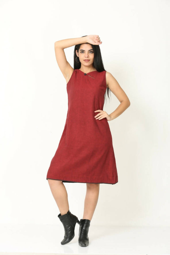 Maroon handloom dress