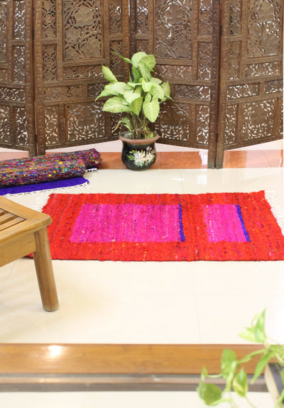 Strawberry dhurrie rug