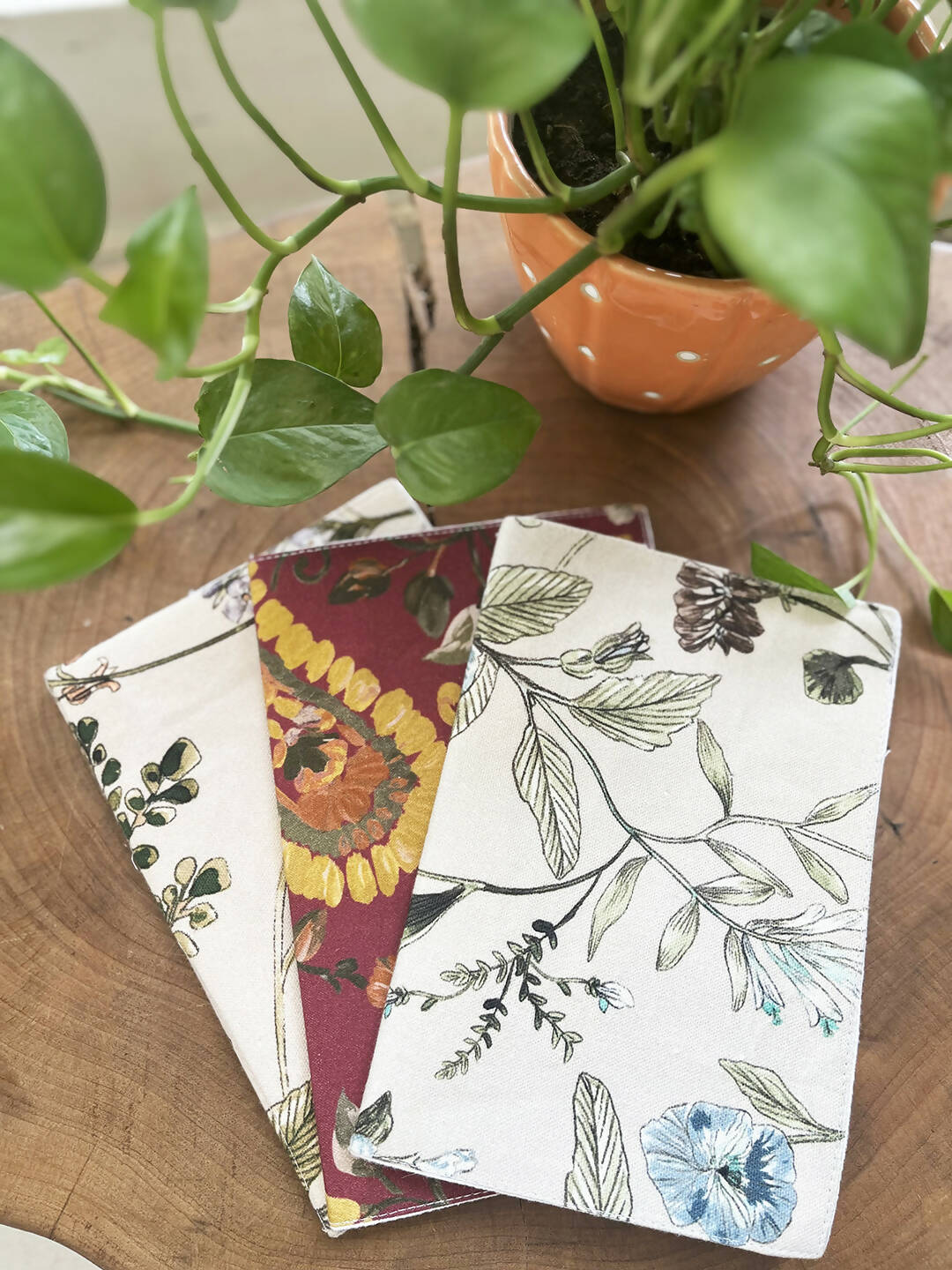 Flower Printed Soft Cover Handmade Notebooks - Set Of 3