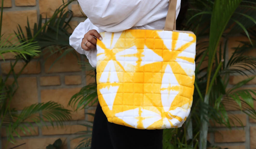Yellow Tie-dye Quilted Tote