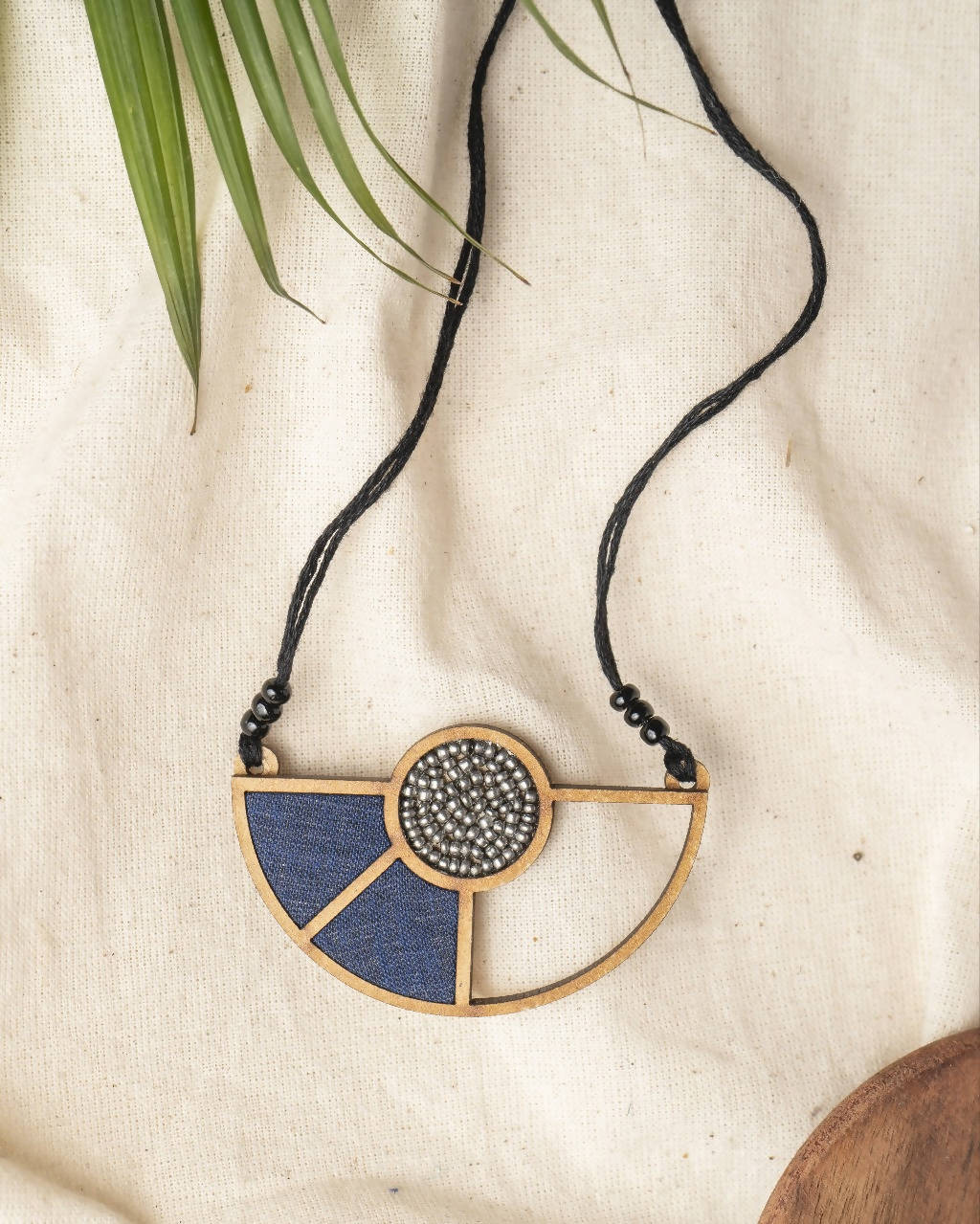 Blue Geometrical Wooden Necklace