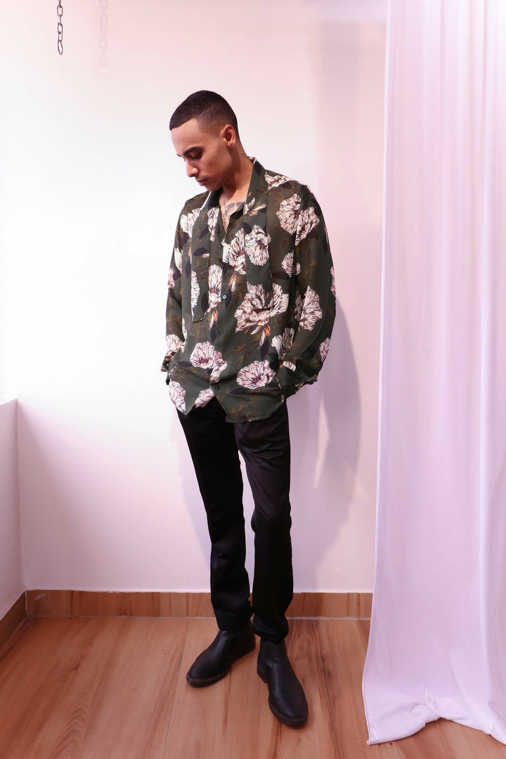 Bottle Green Floral Shirt