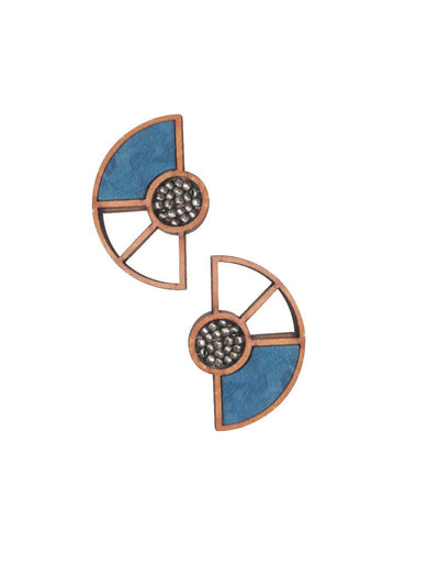 Blue Geometrical Fabric Earring