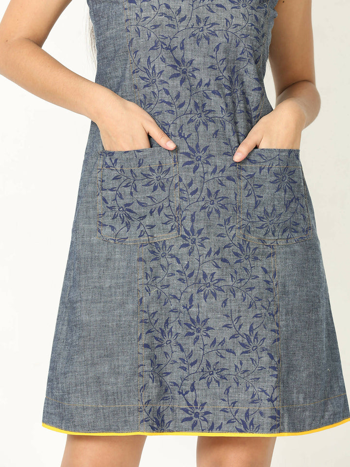 Block print Denim dress